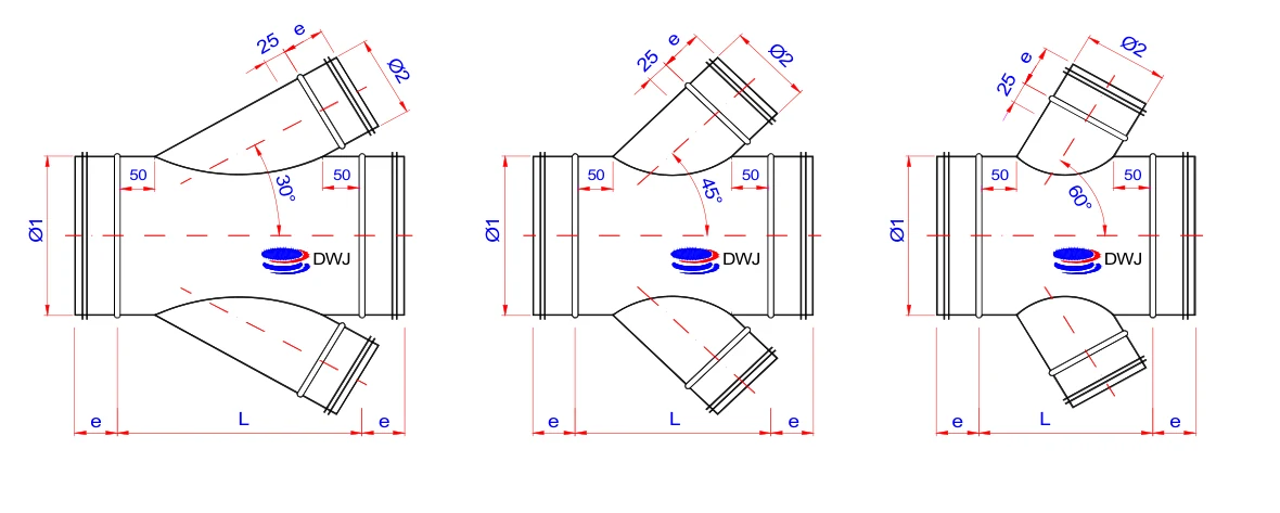 Dimension drawing Angled concentric crosses