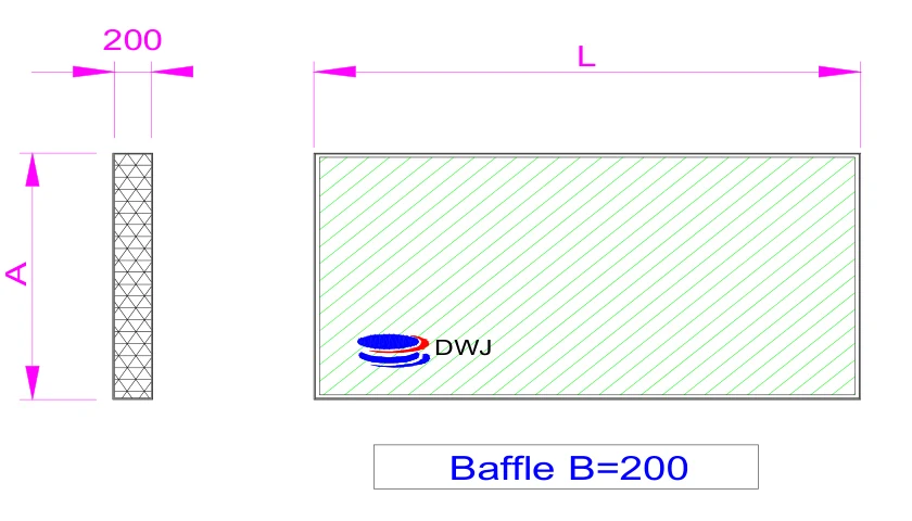Dimension drawing 200 mm baffles