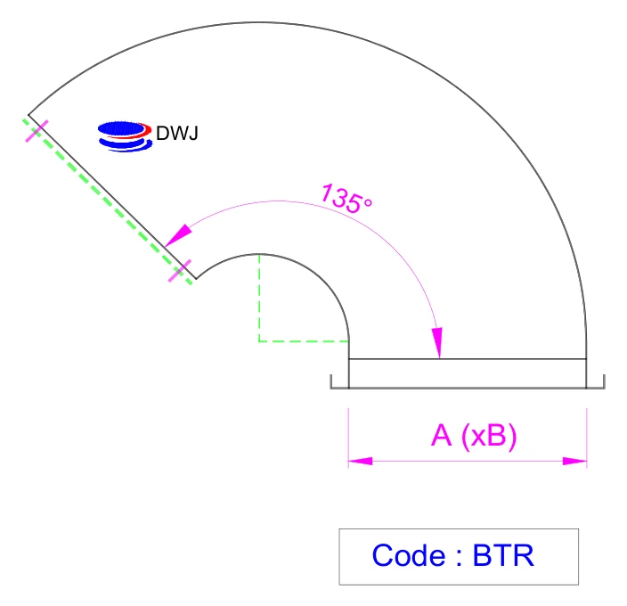Dimension drawing Bends with slanted outlet
