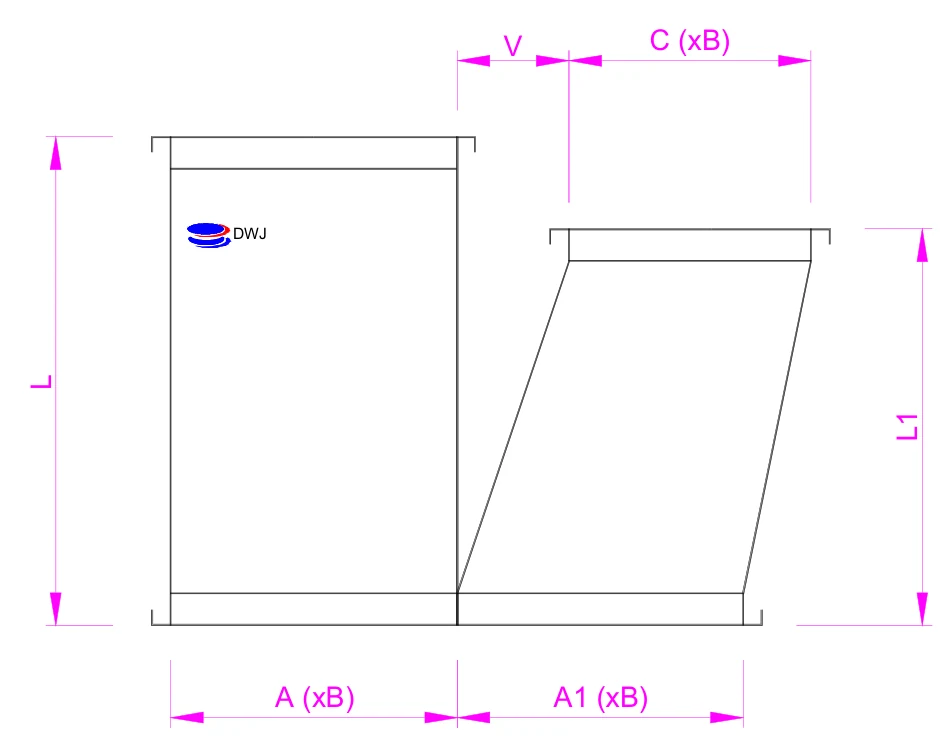 Dimension drawing Duct with offset