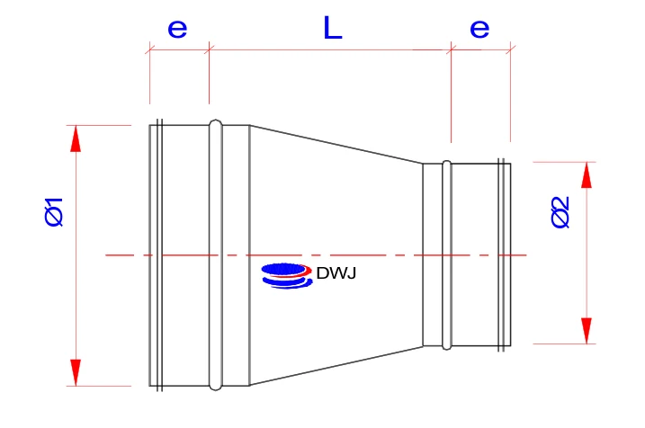 Dimension drawing Concentric reducers