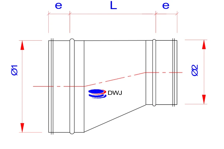 Dimension drawing Eccentric reducers