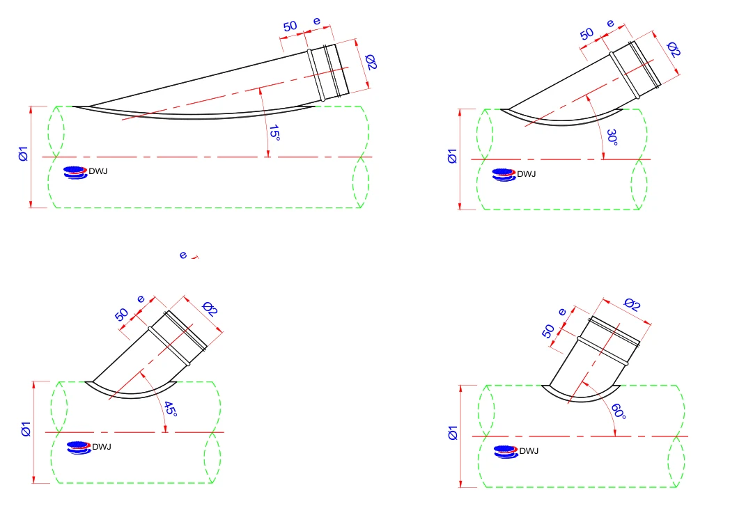 Dimension drawing Angled saddle connectors