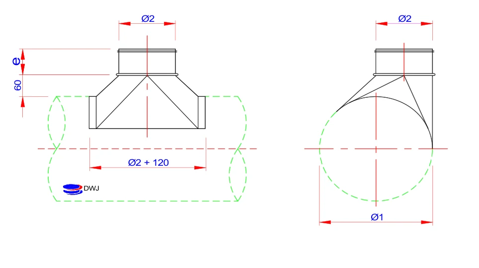 Dimension drawing Handmade saddle connectors, asymmetrical